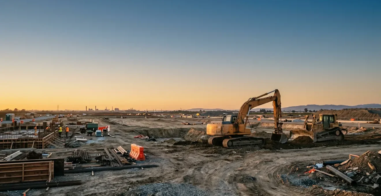 Conducteur d'engins de chantier au travail sur un grand projet de construction