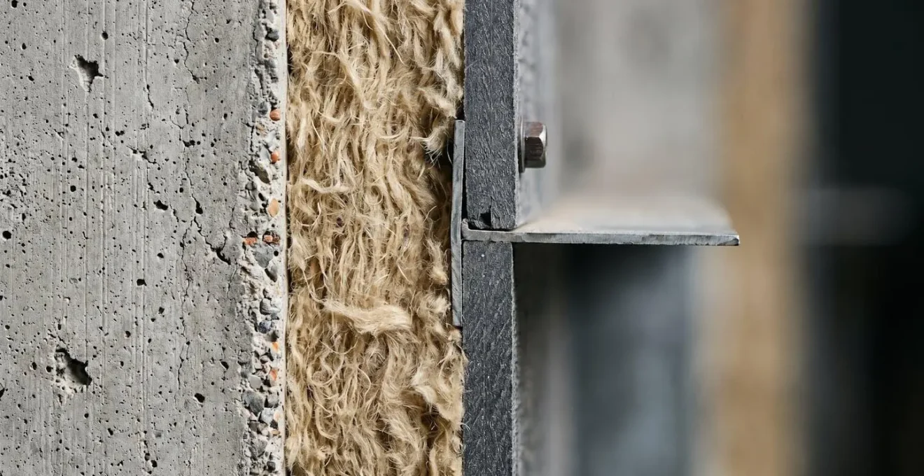 Vue en coupe d'une jonction mur-dalle montrant le traitement des ponts thermiques
