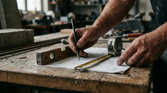 Évaluation pratique de compétences techniques d'un candidat dans le secteur du BTP lors d'un test de recrutement