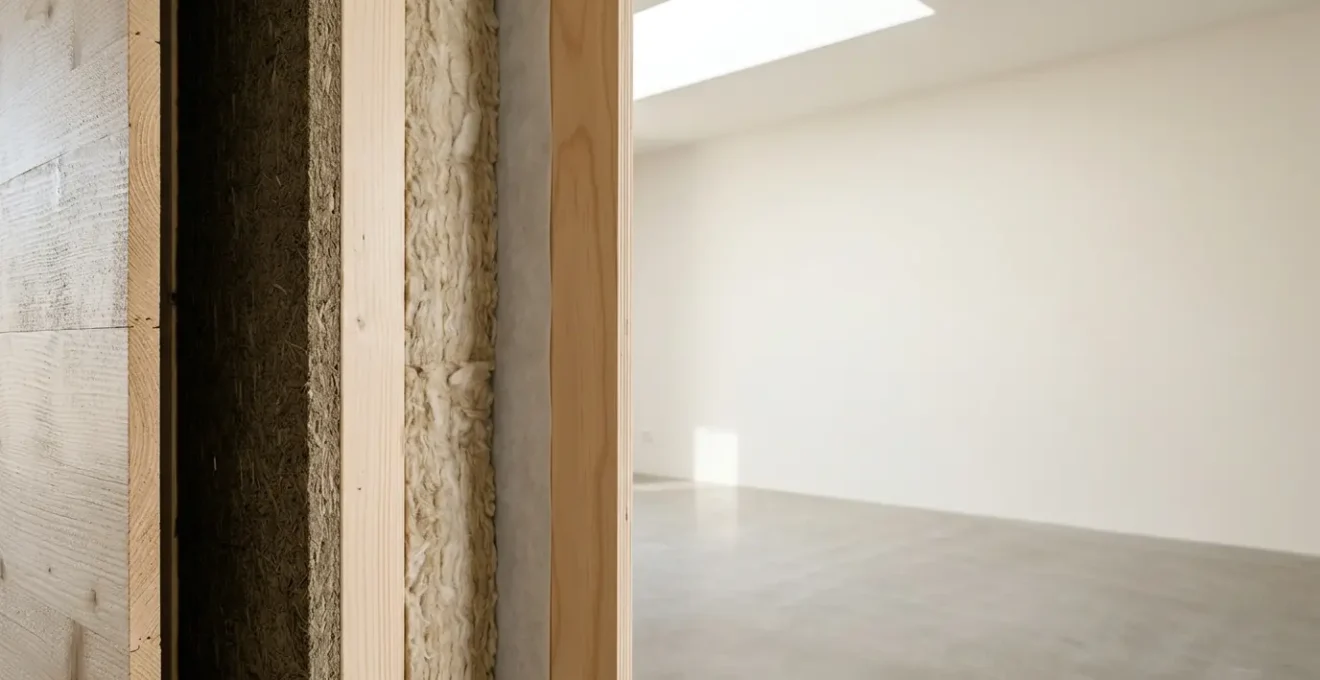 Détail architectural d'un système d'isolation thermique moderne intégré à une construction