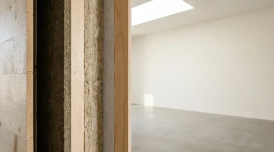 Détail architectural d'un système d'isolation thermique moderne intégré à une construction