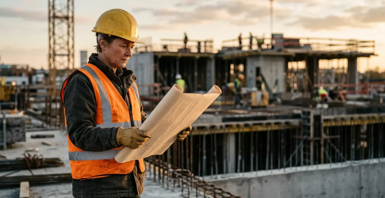 Un ingénieur supervisant l'exécution des plans de construction sur un chantier moderne