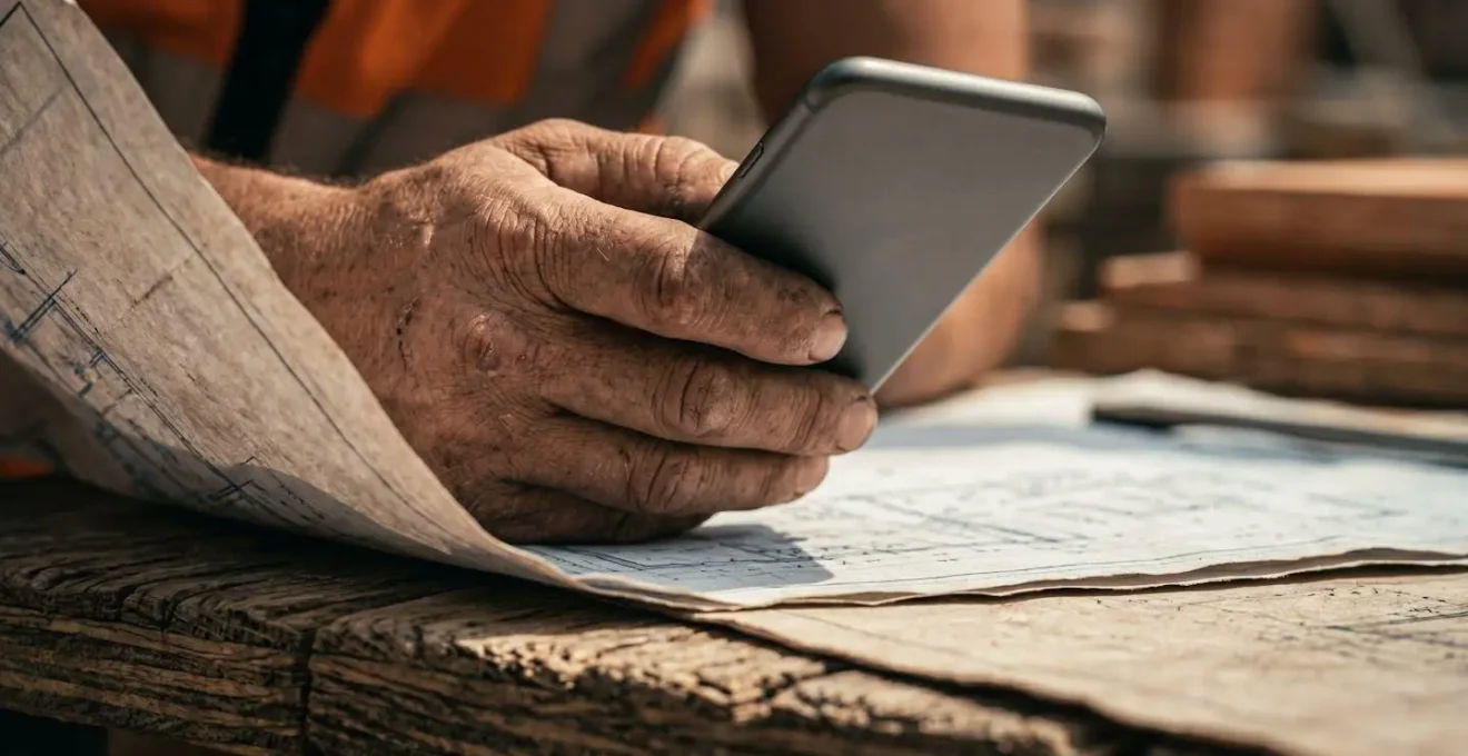 Documentation professionnelle des réalisations sur chantier par un ouvrier qualifié